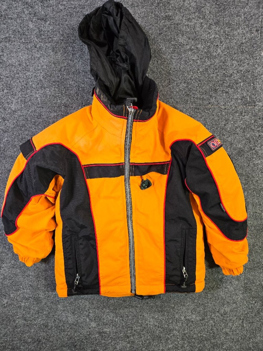 Obermeyer OBX Youth Ski Jacket Size 6 Orange Black Hooded Winter Coat I-Grow